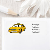 Étiquette Caricature amusante de taxi jaune mignon (En situation)