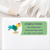 Étiquette Caricature amusante du coq à rames (En situation)