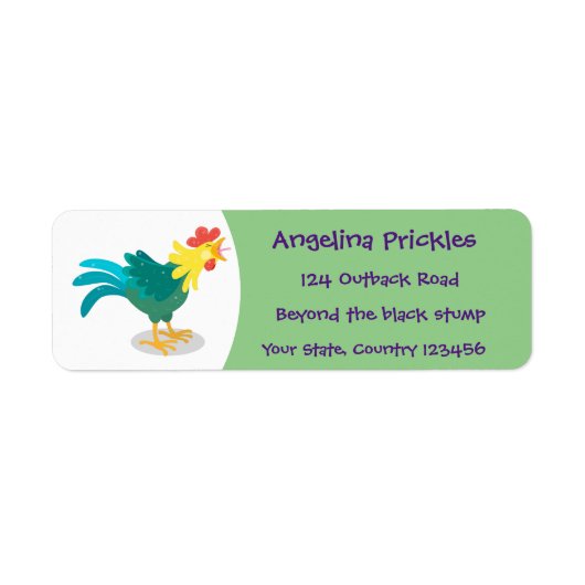 Étiquette Caricature amusante du coq à rames (Devant)