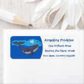 Étiquette Caricature de baleine mignonne et de baleine de ve (En situation)