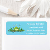 Étiquette Caricature de grenouille vert mignon (En situation)