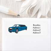 Étiquette Caricature de la Limousine bleu mignonne (En situation)