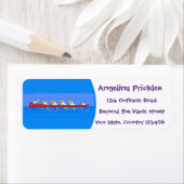 Étiquette Caricature de l'équipe d'aviron pélican drôle (En situation)