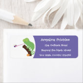 Étiquette Caricature de lézard de caméléon vert joyeux (En situation)