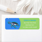 Étiquette Caricature de natation de petite fille de tortue d (En situation)