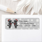 Étiquette Caricature de Noël Black Labradors (En situation)