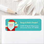 Étiquette Caricature de Noël de Jolly Santa Claus (En situation)