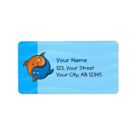 Étiquette Caricature de poisson Yin Yang (Devant)