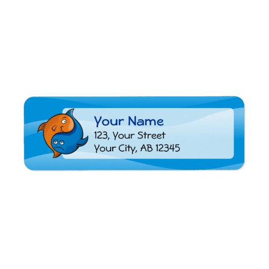 Étiquette Caricature de poisson Yin Yang (Devant)