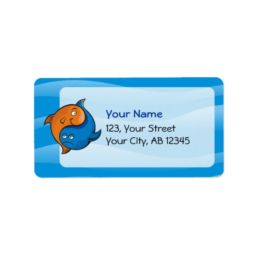 Étiquette Caricature de poisson Yin Yang (Devant)