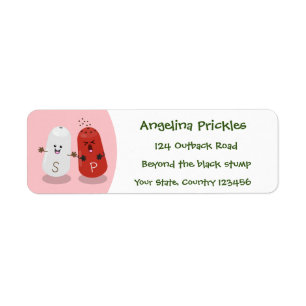 Étiquette Caricature de shakers de sel et de poivre de Cute