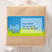 Étiquette Caricature d'éléphant bleu (En situation)