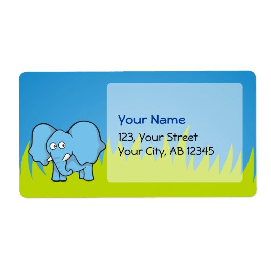Étiquette Caricature d'éléphant bleu (Devant)