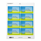 Étiquette Caricature d'éléphant bleu (Feuille entière)