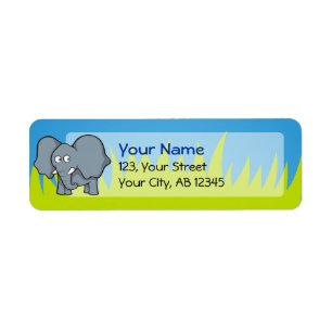 Étiquette Caricature d'éléphant gris