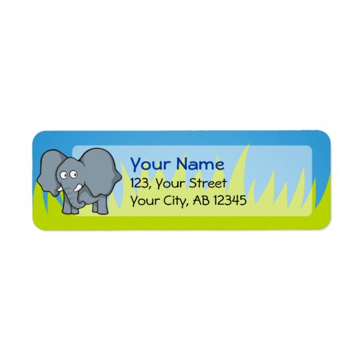 Étiquette Caricature d'éléphant gris (Devant)