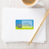 Étiquette Caricature d'éléphant gris (En situation)