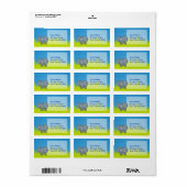 Étiquette Caricature d'éléphant gris (Feuille entière)