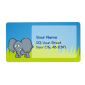 Étiquette Caricature d'éléphant gris (Devant)