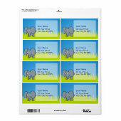 Étiquette Caricature d'éléphant gris (Feuille entière)