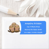 Étiquette Caricature en trio de chouette (En situation)