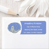 Étiquette Caricature joyeux de phoque et de poisson bleu (En situation)