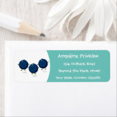 Étiquette Caricature mignonne de bleuets violets (En situation)