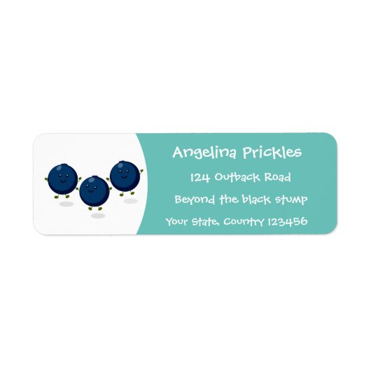 Étiquette Caricature mignonne de bleuets violets (Devant)