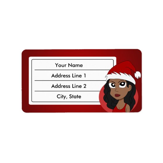 Étiquette Caricature pour fille de Noël (Devant)
