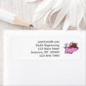 Étiquette Caricature volante de cochon rose | choisir la cou (En situation)