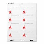 Étiquette Carnaval mignon Cirque Rouge Big Top Tente Enfant (Feuille entière)