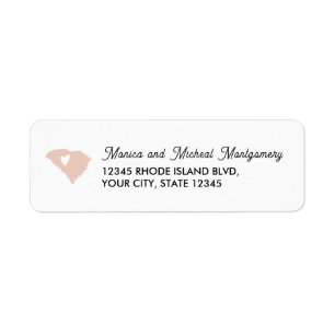 Étiquette CAROLINE DU SUD Carte d'Etat avec coeur - N'IMPORT