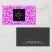 Étiquette carré 01a - 8 Pétales - Magenta sur Blan (Devant / Derrière)