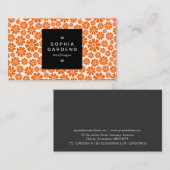 Étiquette carré 01a - 8 Pétales - Orange en blanc (Devant / Derrière)