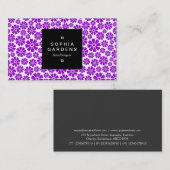 Étiquette carré 01a - 8 Pétales - Violet sur blanc (Devant / Derrière)