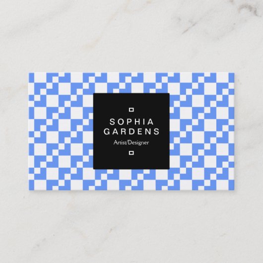 Étiquette carré 01a - Domino Patchwork - Bleu bébé (Devant)