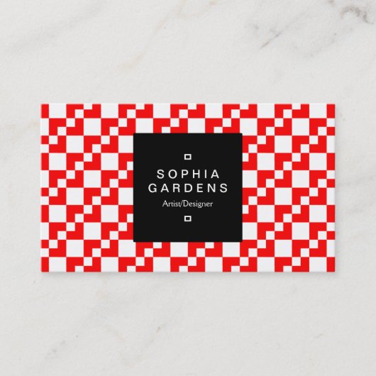 Étiquette carré 01a - Domino Patchwork - Rouge (Devant)