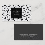 Étiquette carré 01a - Fleurs Gras Blanc sur Noir (Devant / Derrière)