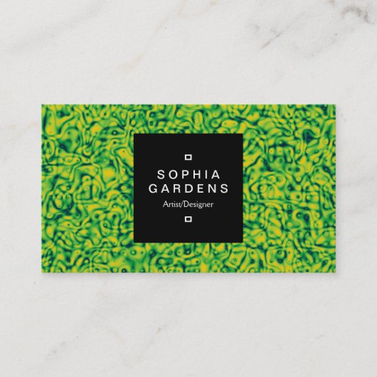 Étiquette carré 01a - Marbrage vert (Devant)