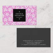 Étiquette carré 01a - Motif à fleurs - Blanc sur r (Devant / Derrière)