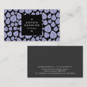 Étiquette carré 01a - motif feuille 02 - Bleu poud (Devant / Derrière)