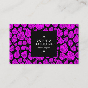 Étiquette carré 01a - motif feuille 02 - Magenta