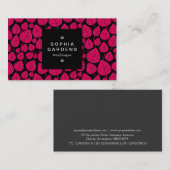 Étiquette carré 01a - motif feuille 02 - Neon Red (Devant / Derrière)