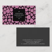 Étiquette carré 01a - motif feuille 02 - rose (Devant / Derrière)