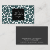 Étiquette carré 01a - motif feuille 02 - Vert fonc (Devant / Derrière)