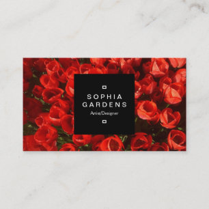 Étiquette carré 01a - Tulipes rouges