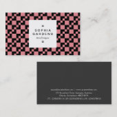 Étiquette carré 03a - Domino Patchwork - Rose (Devant / Derrière)