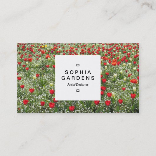 Étiquette carré 03a - Lit de tulipes (Devant)