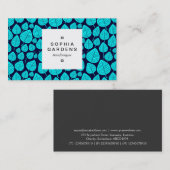 Étiquette carré 03a - motif feuille 02 - Cyan (Devant / Derrière)