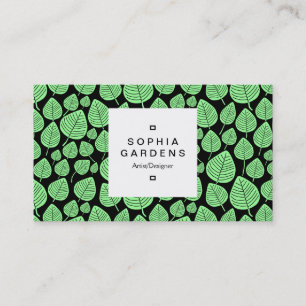 Étiquette carré 03a - motif feuille 02 - Mint Gree